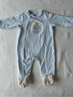 Little Me Light Blue Teddy Footed One-Piece